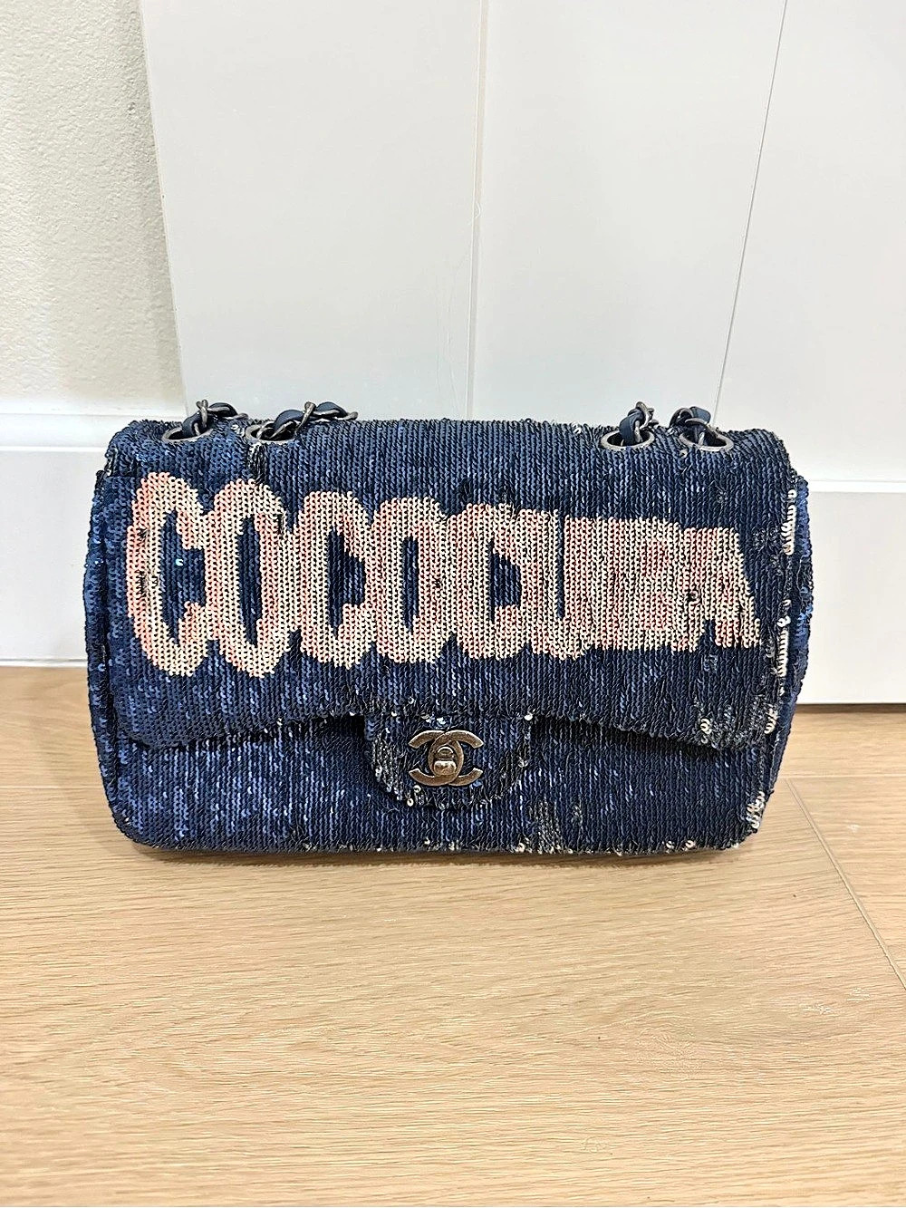 Chanel Blue Sequin Coco Cuba Medium Flap Bag Sequin Shoulder Bag